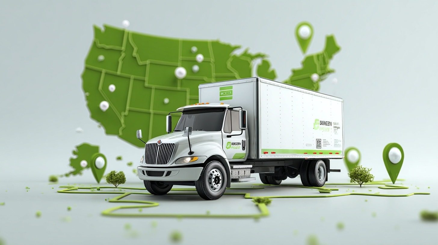 Moving truck with US map